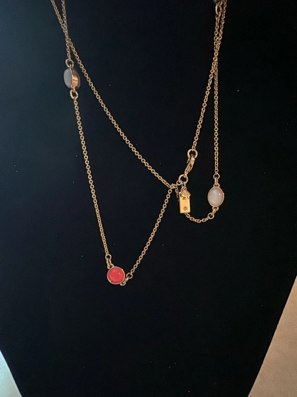 Kate Spade  Gold Layered Necklace with White and Coral Discs